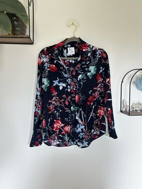 The Shirt Rebecca Behrens Floral Print Long Sleeve Button Up Blouse Size Medium
